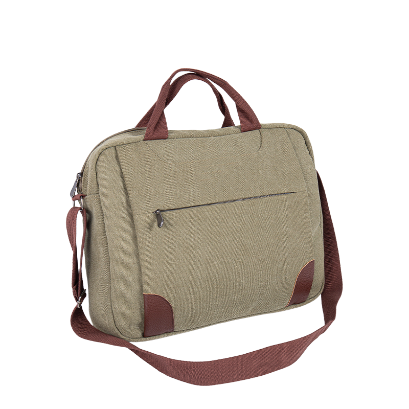 Dizüstü Bilgisayar Messenger Çantası - Çoklu bölmeli tuval crossbody omuz çantası - Yeşil
